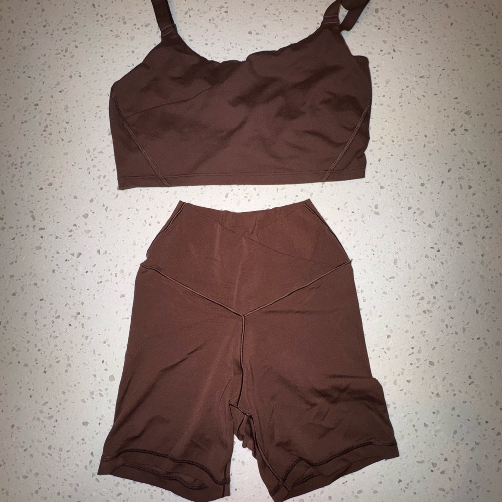Aerie Brown Sports Bra and Shorts Set